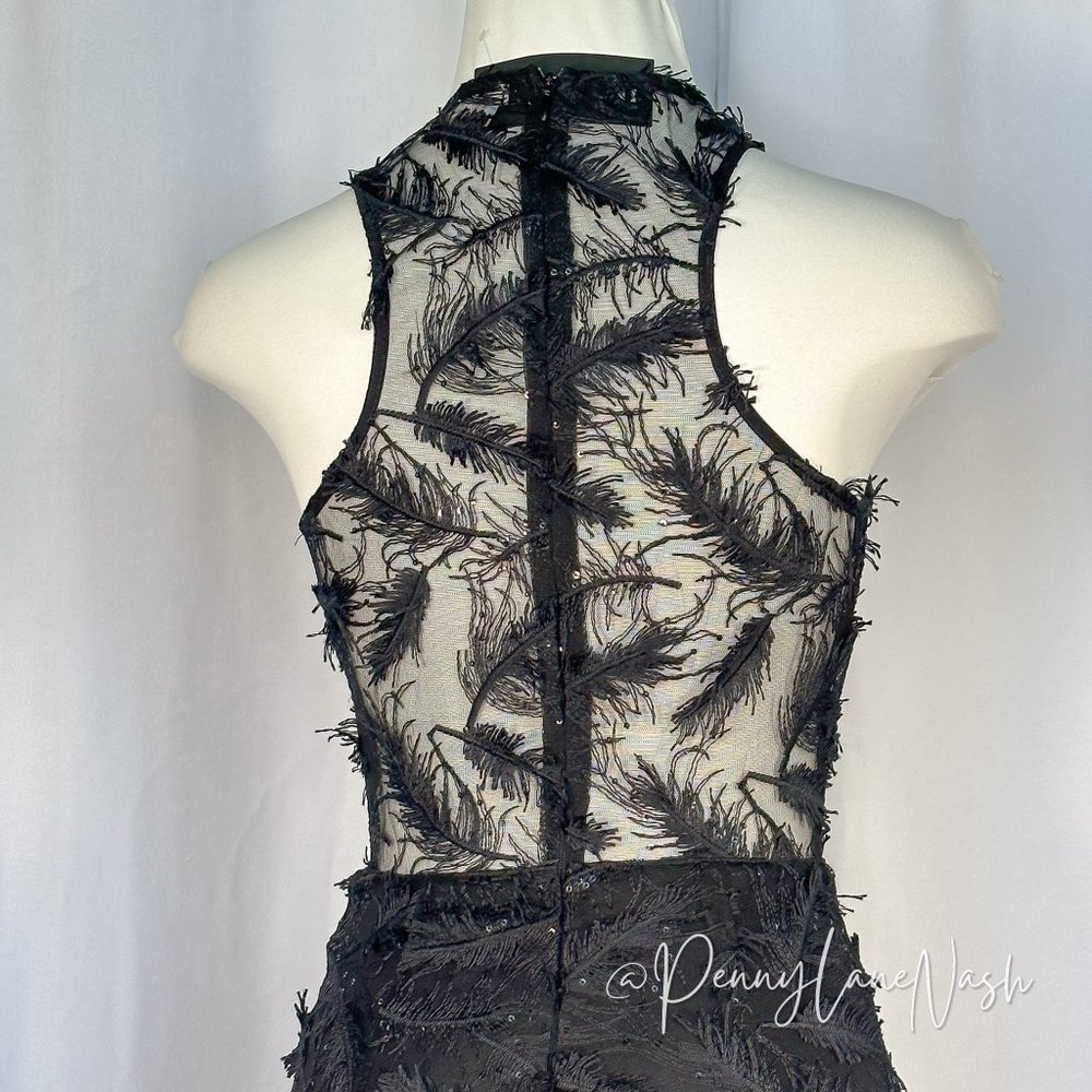 NWT L'Atiste Sexy Black Lace Applique Flare Leg Jumpsuit - Picture 9 of 14